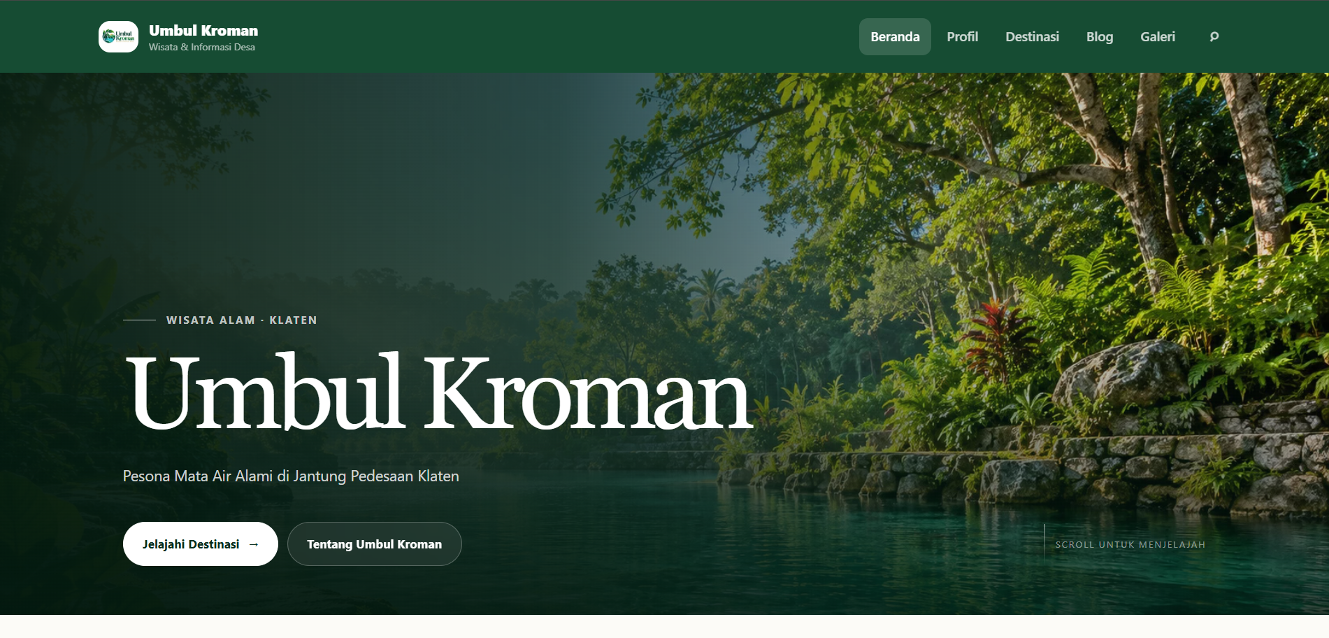 Preview Website Wisata Umbul Kroman